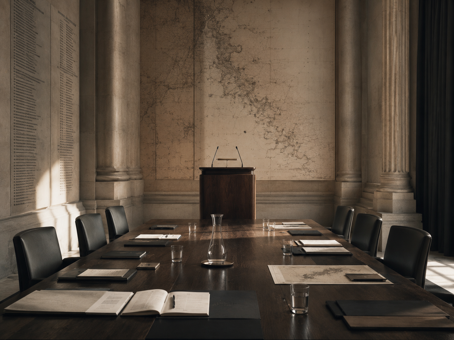 Briefing room prepared for a leadership session